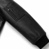 Men’s Black Bomber Leather Jacket with Zipper - jacket field 002