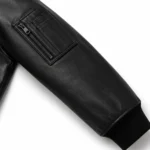 Men’s Black Bomber Leather Jacket with Zipper - jacket field 002