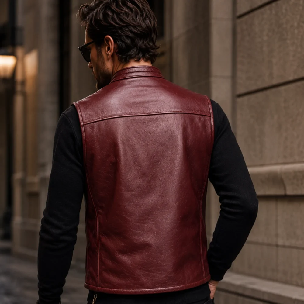 Men's Vest Leather Jacket — 100% Real Leather -jacket field 004