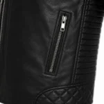 Black Real Leather men motorcycle jacket for Biker Style - jacket field 005
