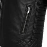 Black Real Leather men motorcycle jacket for Biker Style - jacket field 005