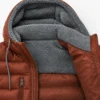 Men's Puffer Jacket Rust Orange Windproof Hooded Winter Coat with Sherpa Lining - jacket field 008