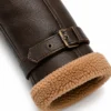 Men's Leather Shearling Jacket Dark Brown B3 Aviator Leather Coat with Camel Sherpa Lining - jacket field 009