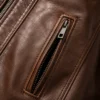 Men's Leather Jacket with Fur Collar — Dark Brown Winter Coat for Men - jacket field 0010