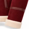     Burgundy Men Christmas Shearling Leather Jacket | Suede Aviator - jacket field 0011