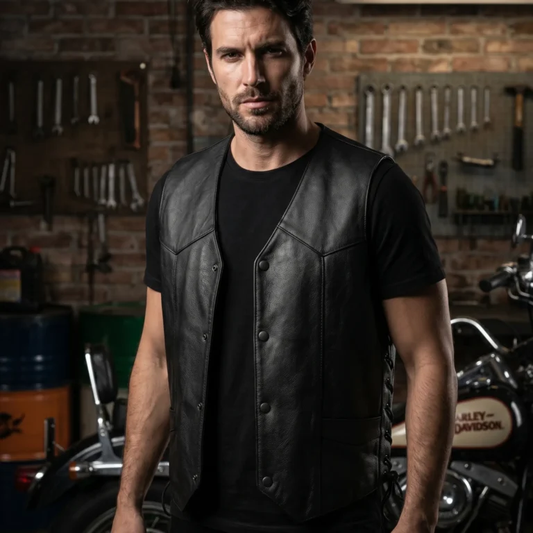 Men Leather Vest Western Style with Concealed Pockets - Jacket Field 003