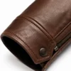 Men's Leather Jacket with Fur Collar — Dark Brown Winter Coat for Men - jacket field 0010