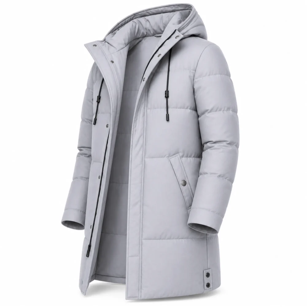 Men's puffer jacket: Warm Grey Winter Coat for Ultimate Comfort - jacket field 007