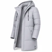 Men's puffer jacket: Warm Grey Winter Coat for Ultimate Comfort - jacket field 007
