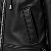 Hooded Black Fur-Trimmed Leather Jacket