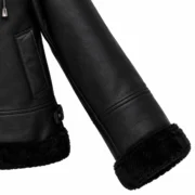 Hooded Black Fur-Trimmed Leather Jacket